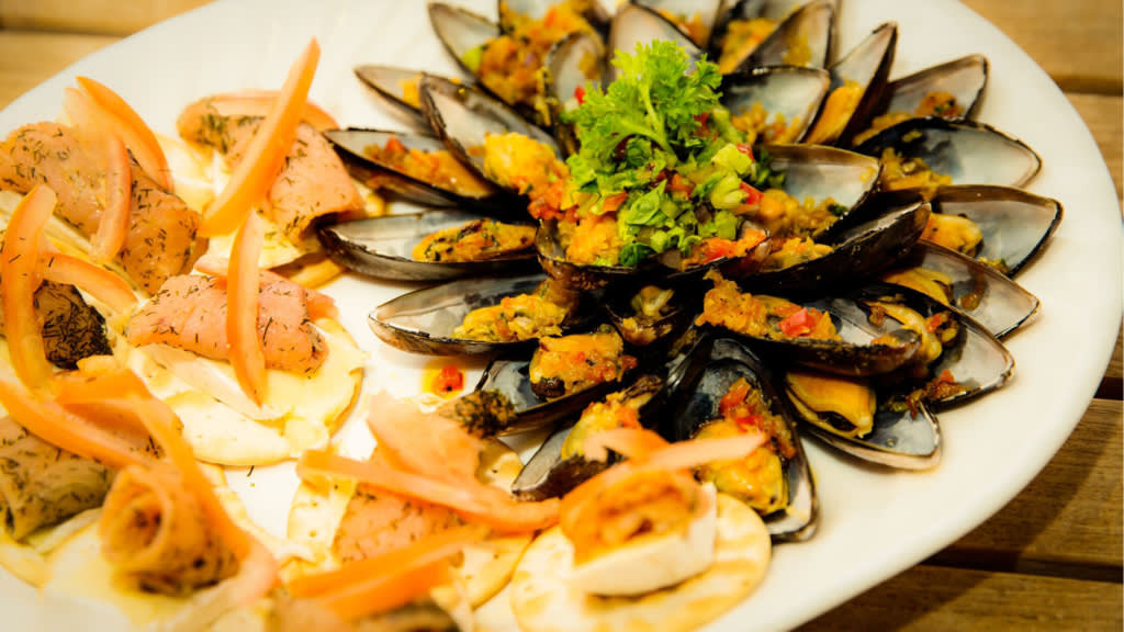 Delicious seafood dinner