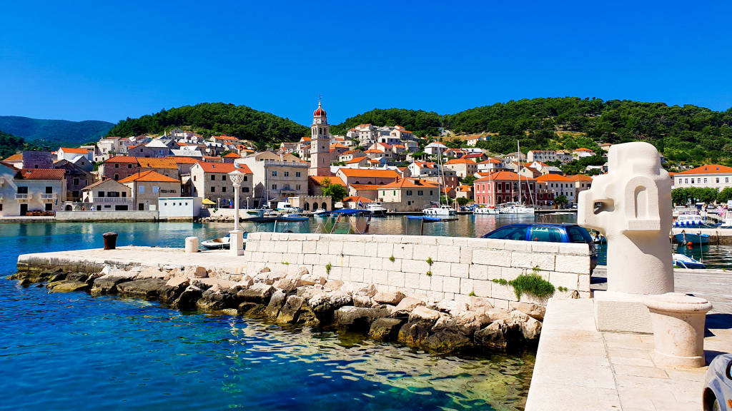 Pučišća Town Waterfront View in Croatia