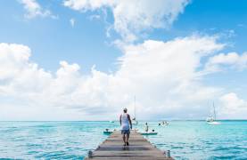 Wooden Dock on Sandy Beach Anguilla
