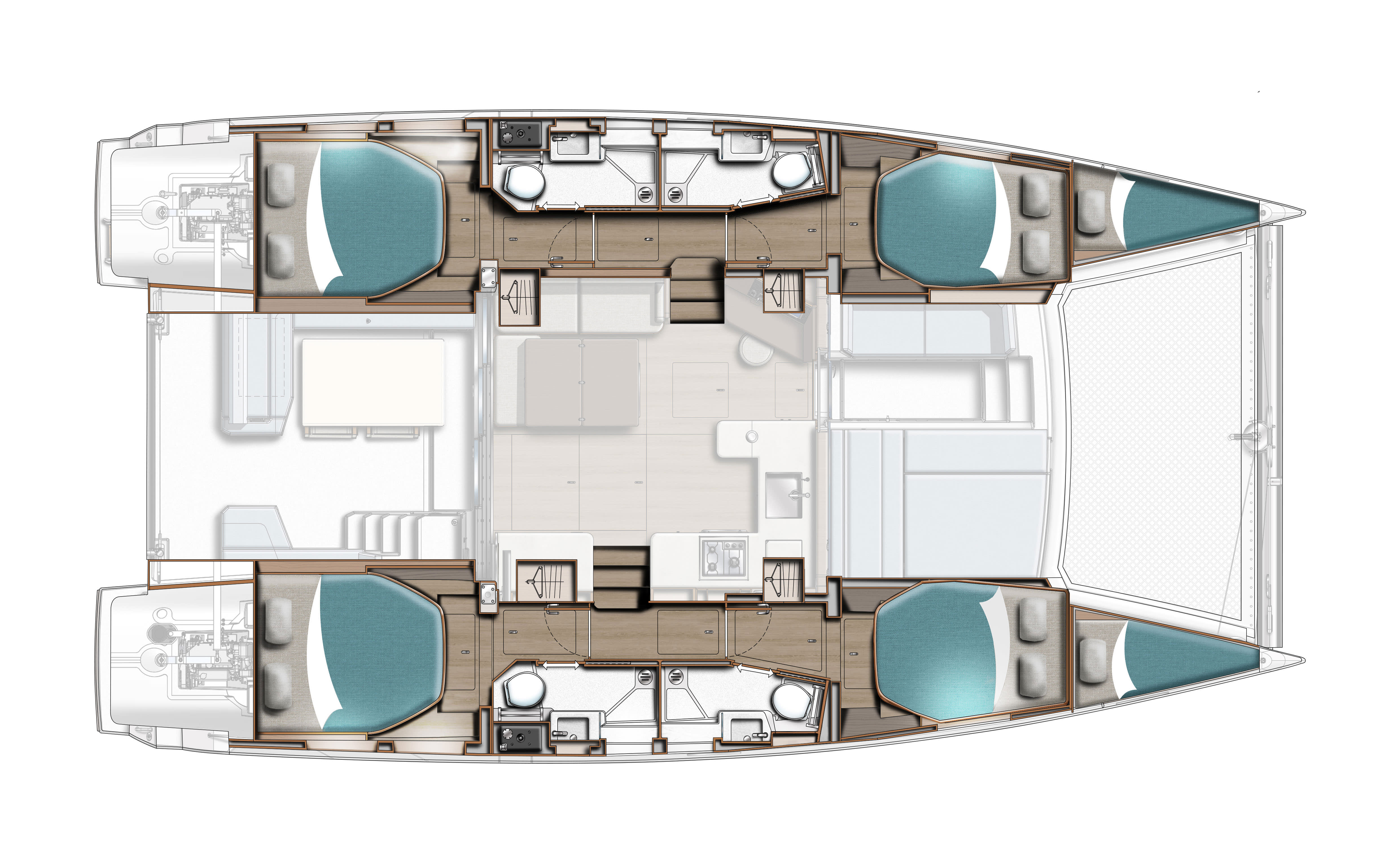 Sunsail 434 cat interior